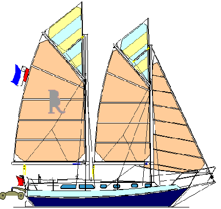 Gaff schooner as shown is one of several rigs that will suit the spray 